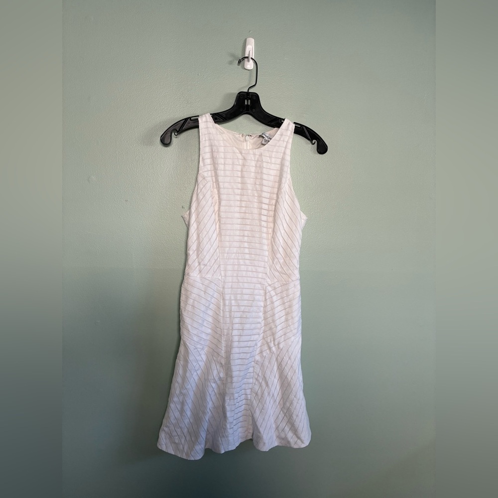 Bebe Elegant White Striped Bandage Style Knee Length Summer Dress Sz 4